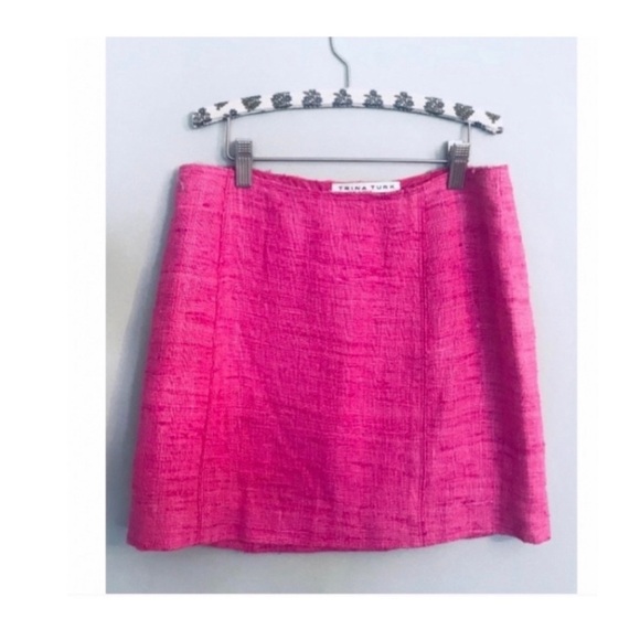 Trina Turk Hot Pink Tweed Mini Skirt. - Picture 5 of 8